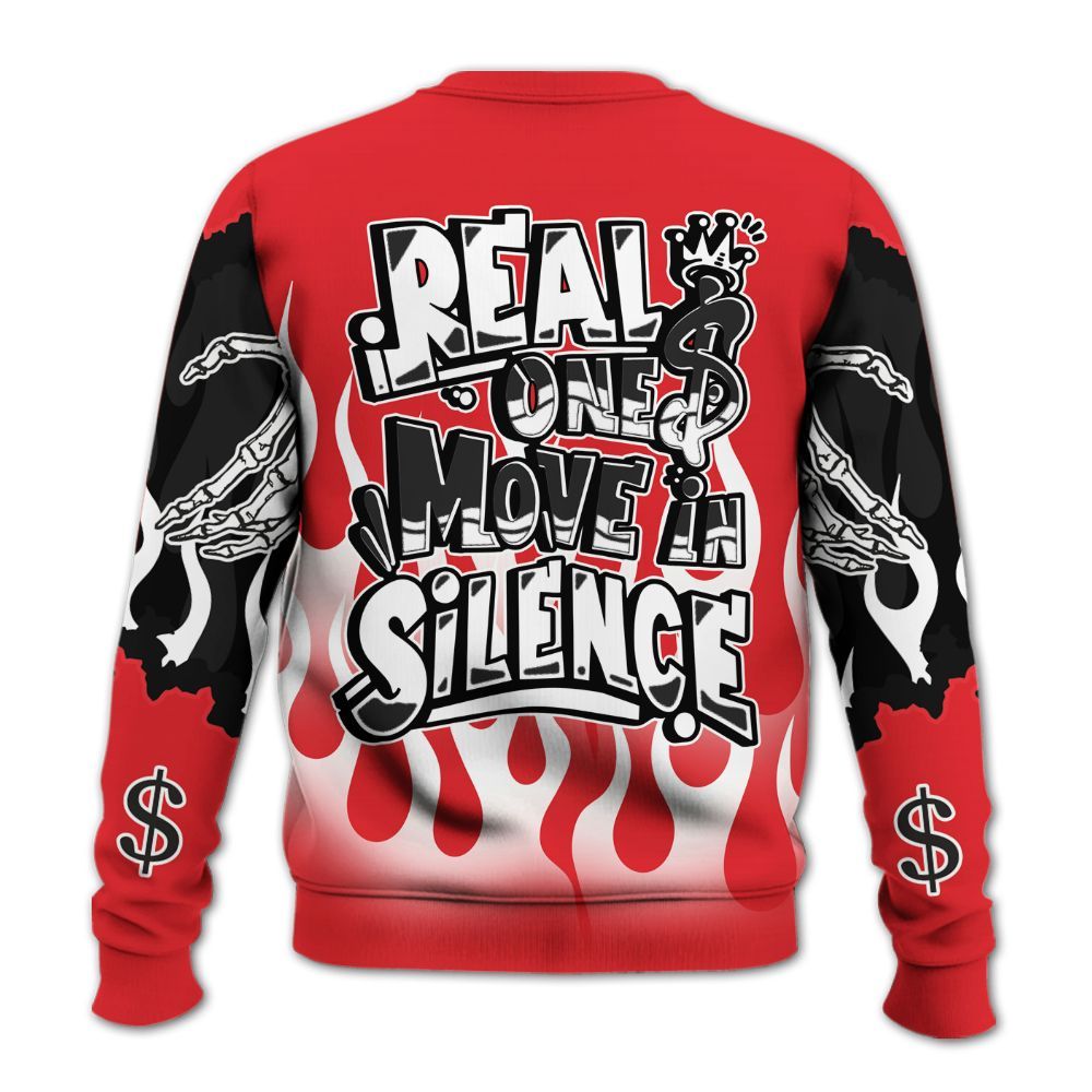 Sweatshirt To Match Prime 93 Fire Red - Ones Move In Silence Graphic Trapped All Over Print