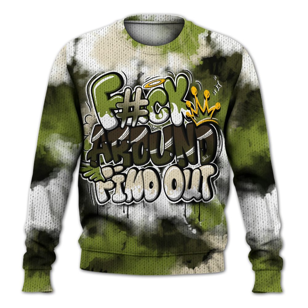 Knitted Sweater To Match SB Dunk Low Asparagus - Tie Dye FK Around Find Out