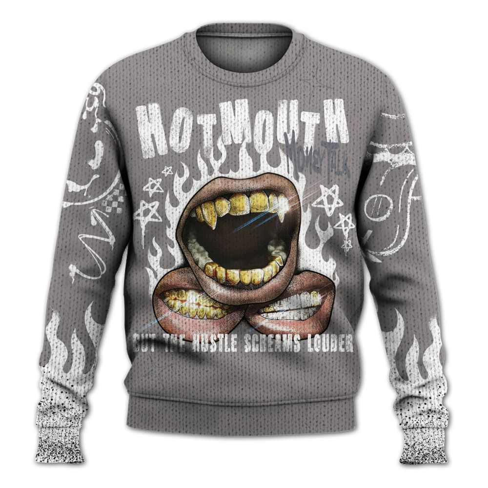 Knitted Sweater To Match Cool Grey 11s - Mouth Burning Street Style