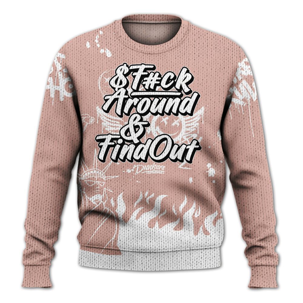 Knitted Sweater To Match Dunk Low Pink Velvet - Graphic Fck Around Find Out