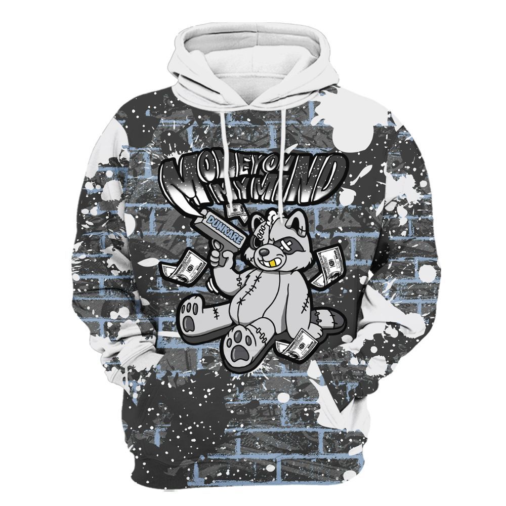 Hoodie To Match Reverse Black White 6s - Money On My Mind Raccoon Brick All Over Print