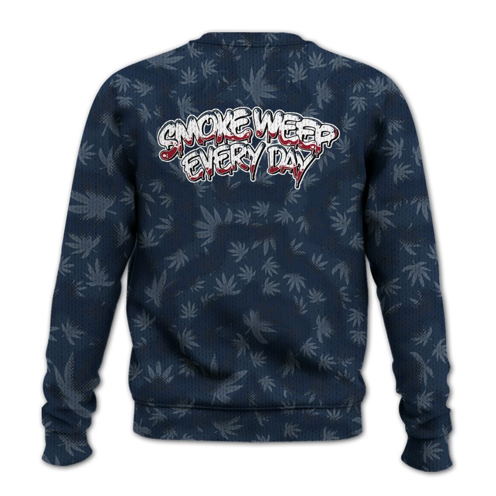 Knitted Sweater To Match White Midnight Navy 6s - Smoking Every Day Graphic Weeding Art