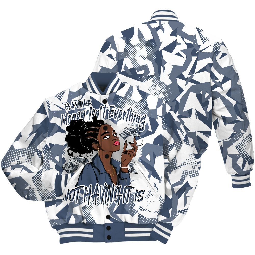 Varsity Jacket To Match Low Diffused Blue 11s - Having Money Isn't Everthing Retro All Over Print