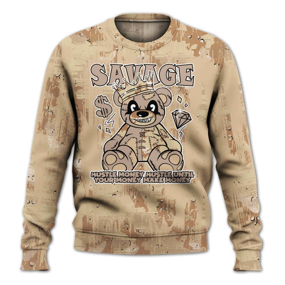 Sweatshirt To Match Desert Camo 3s - Savages Bear Glitch Art All Over Print