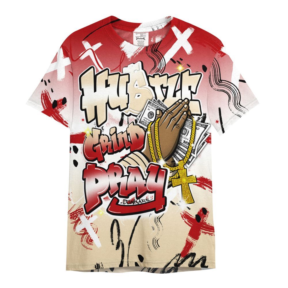 Shirt To Match Dunk Low Strawberry Waffle - Money Hustle Grind Pray All Over Print