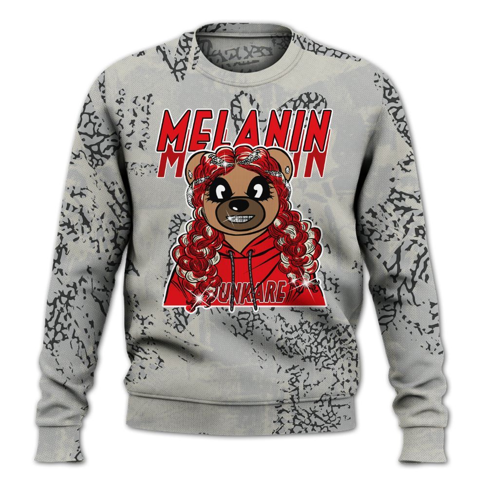 Sweatshirt To Match Cement Grey 3s - Pigments Bear Heart Grunge All Over Print