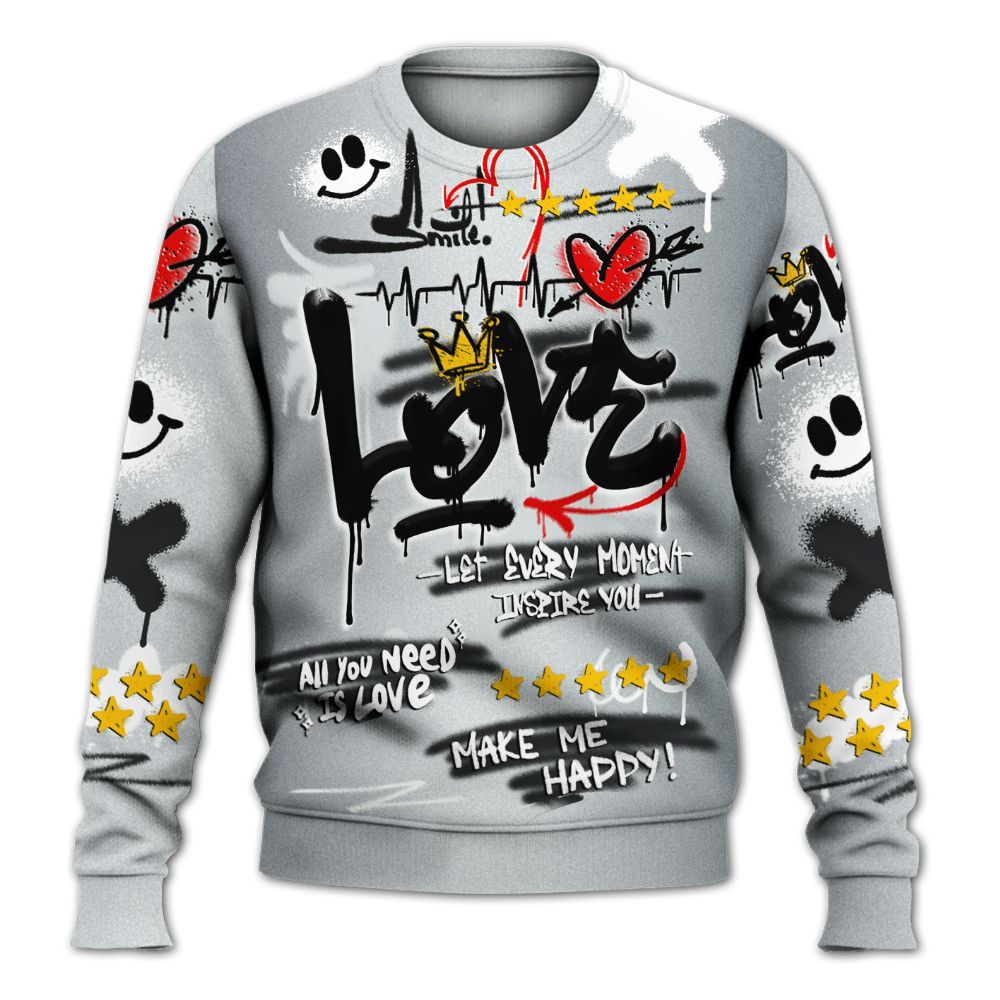 Sweatshirt To Match Cap And Gown 6s - Happy Love Beats Graffiti Streetwear All Over Print