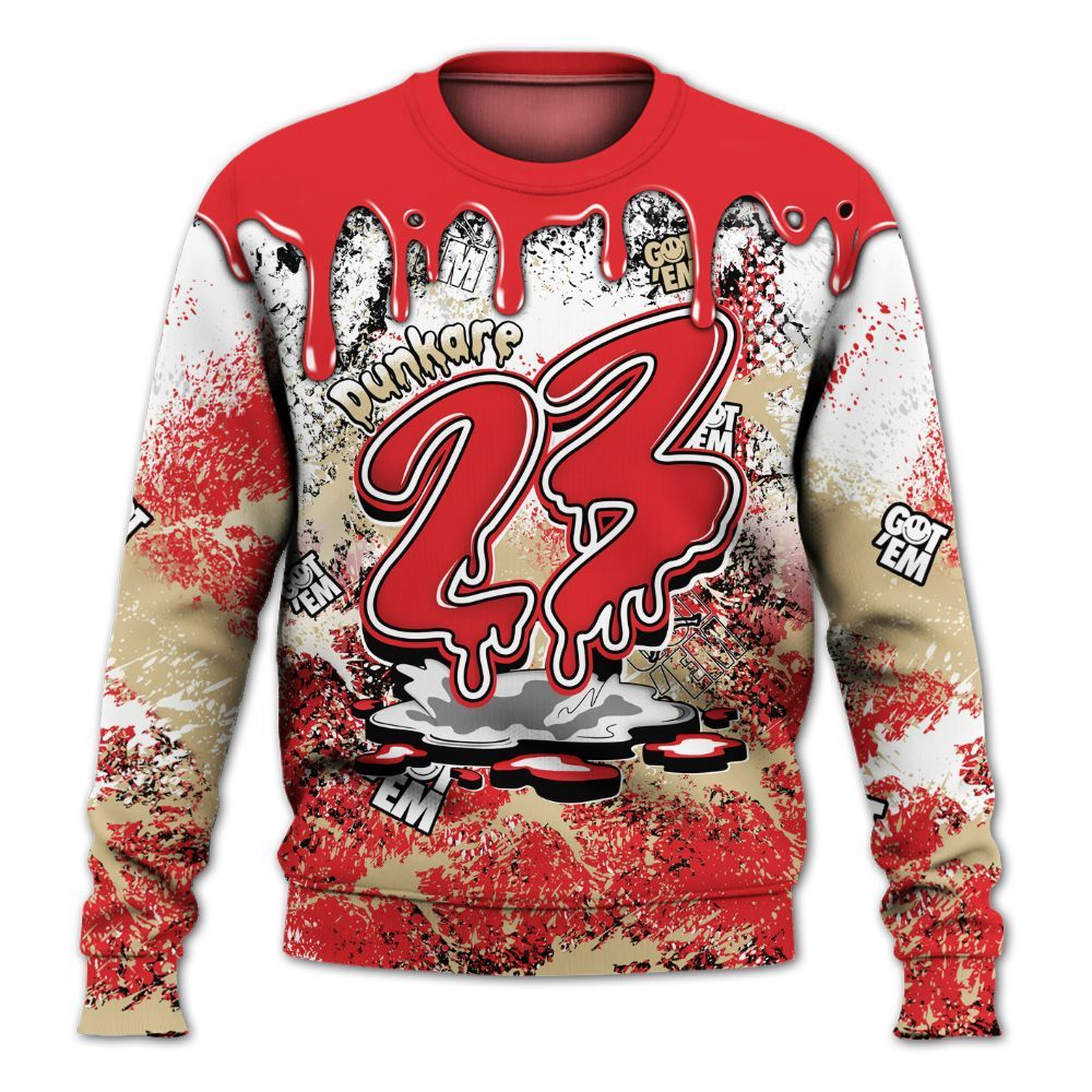 Sweatshirt To Match Prime 93 Fire Red - Dripping 23 Drip All Over Print