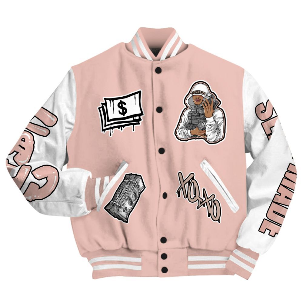 Varsity Jacket To Match Dunk Low Pink Velvet - Selfmade Unique All Over Print