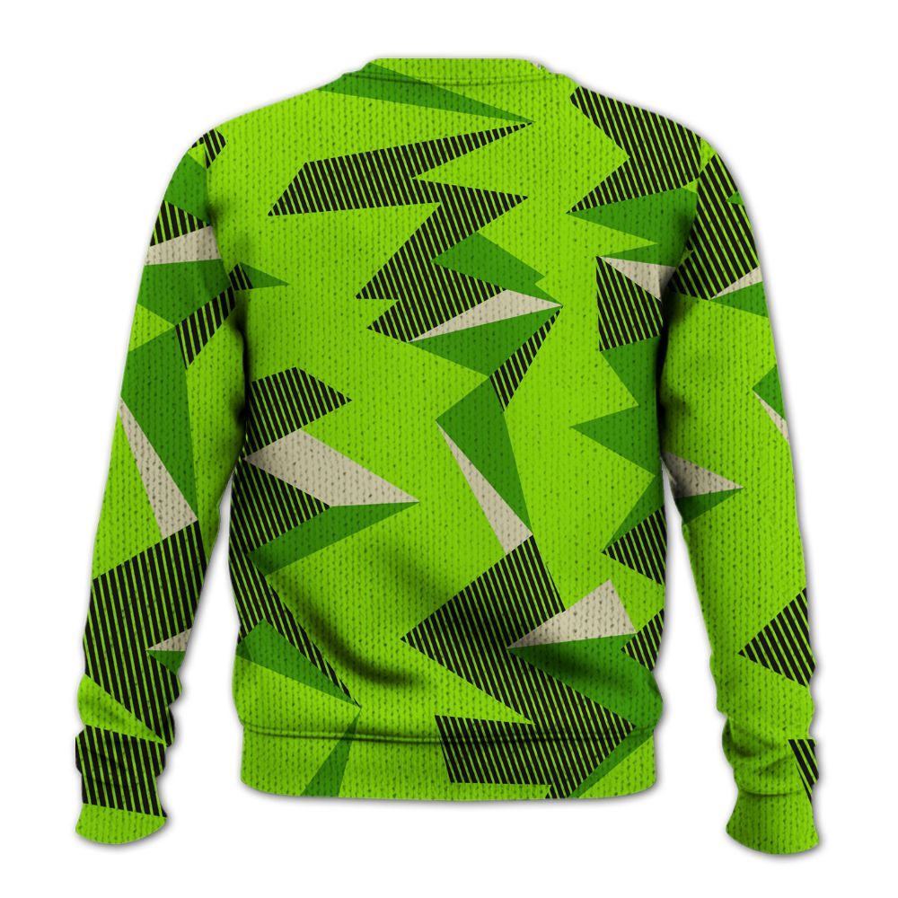 Knitted Sweater To Match Electric Green 6s - Geometric Camouflage Pattern