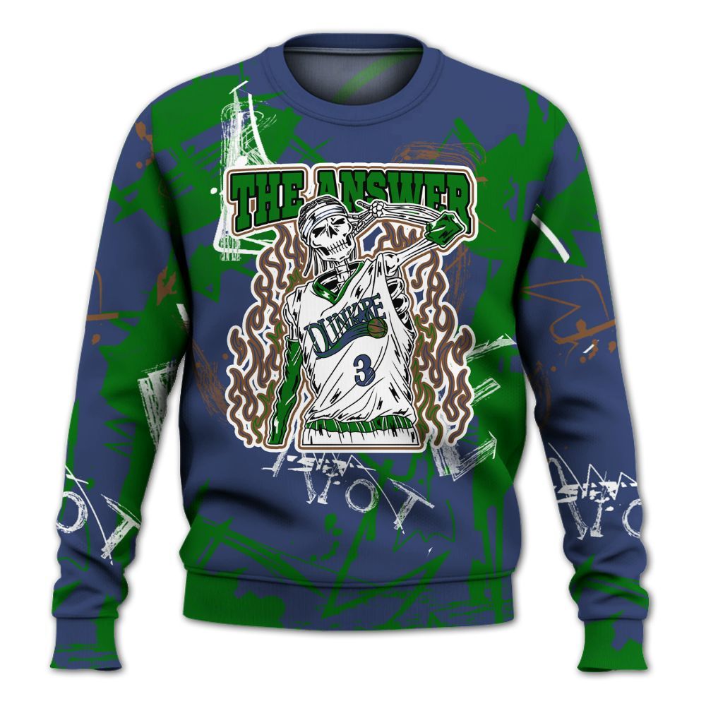 Sweatshirt To Match Midnight Navy 13s - Allen Answer Skeleton Messyz All Over Print