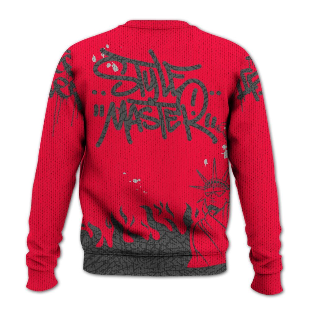 Knitted Sweater To Match Retro Fire Red 3s - Graphic Fck Around Find Out