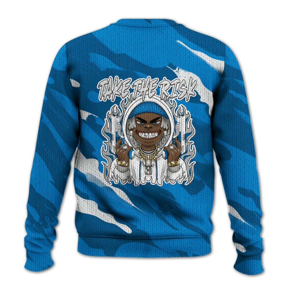 Knitted Sweater To Match Industrial Blue 4s - Take The Risk Colored