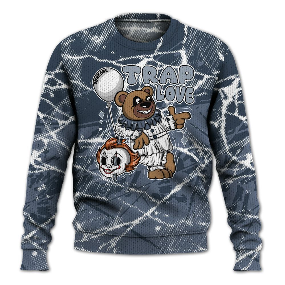 Knitted Sweater To Match Low Diffused Blue 11s - Trap Loves Bear Profound