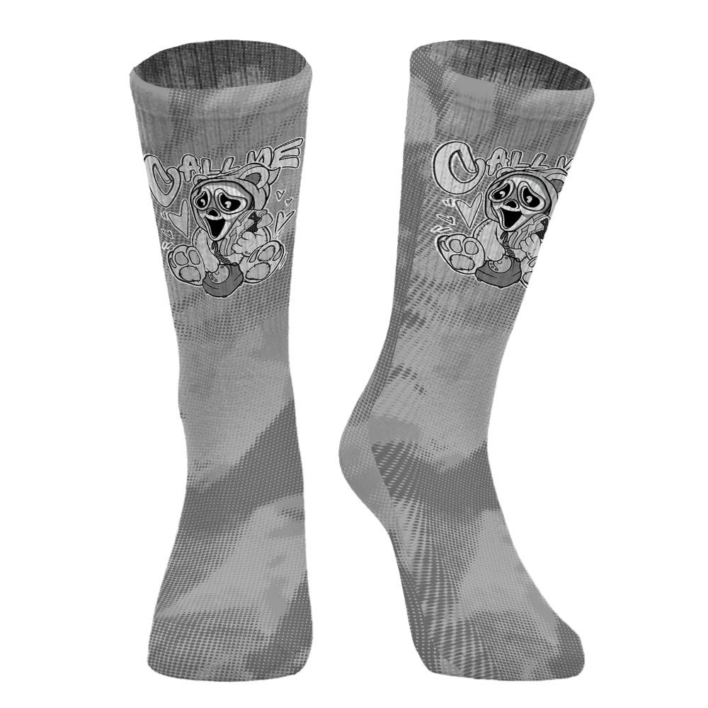 Sock To Match Black Wolf Grey 12s - Call Me Bear Halloween Abstract Halftone