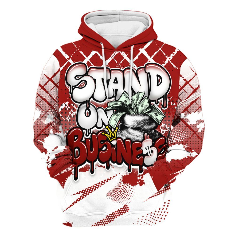 Hoodie To Match High OG Varsity Red 1s - Halftone Stand Business Dripping All Over Print