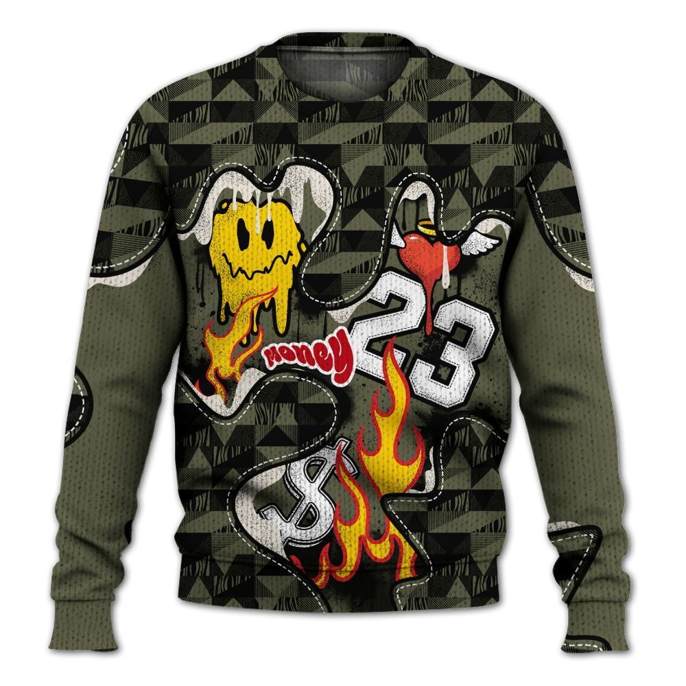 Knitted Sweater To Match Travis Scott Low OG Medium Olive 1s - 23 Smile Burning Heart