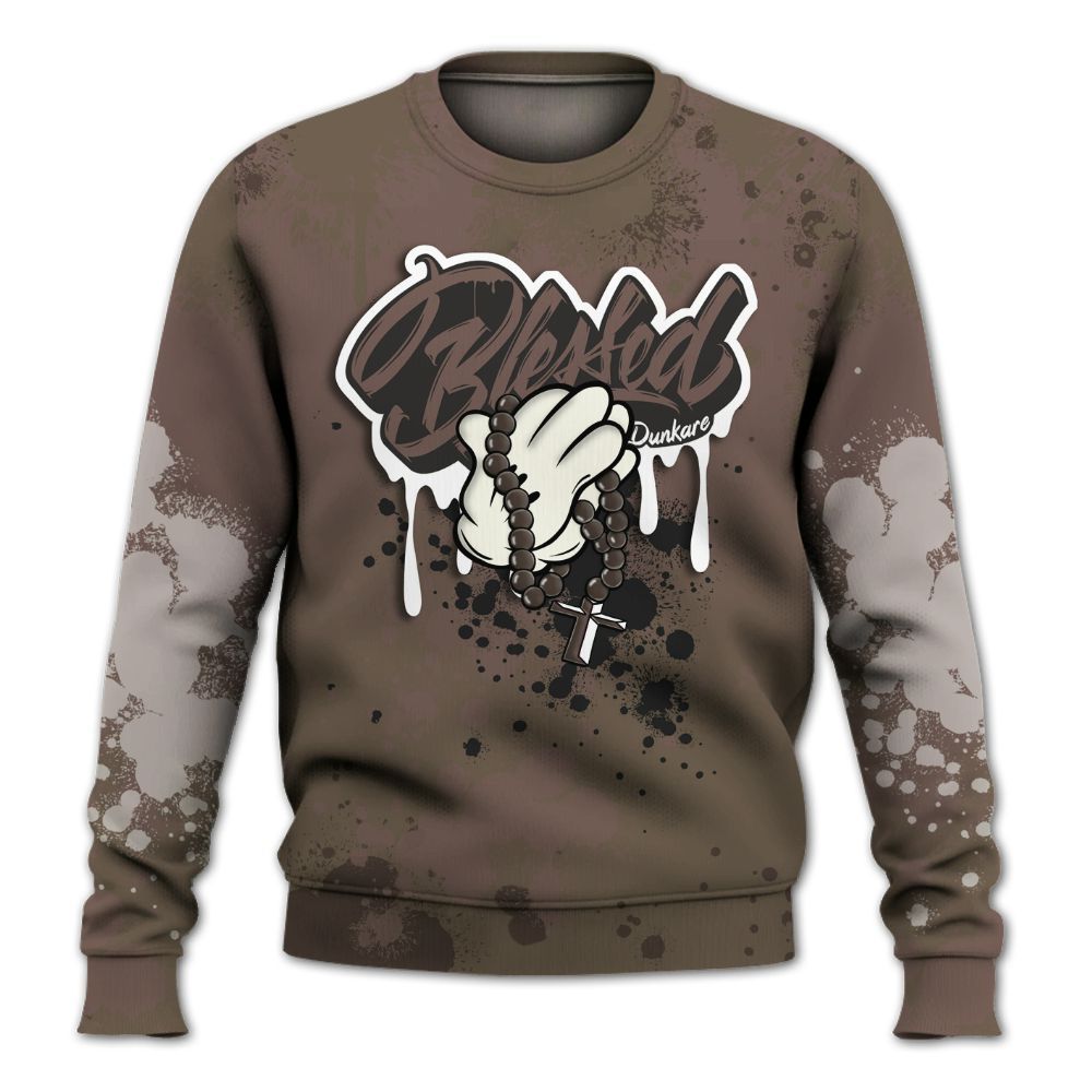 Sweatshirt To Match AMM Dark Mocha 4s - God Blessed Ink Drip All Over Print
