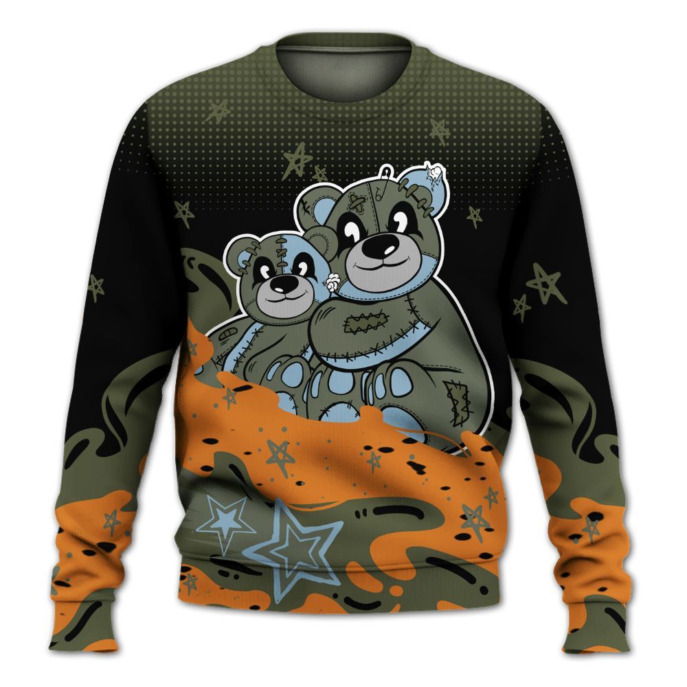 Sweatshirt To Match Olive 5s - Sincere Fondness Bear Stars All Over Print