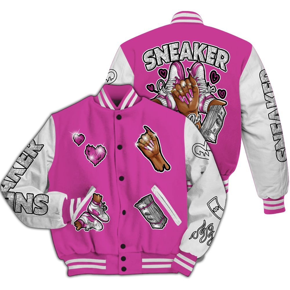 Varsity Jacket To Match Dunk Low Active Fuchsia - Sneakerz Girlz All Over Print