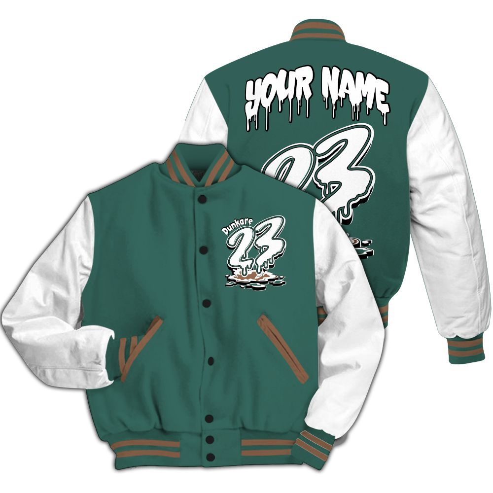 Varsity Jacket To Match Low OG Oxidized Green 1s - Custom Name 23 Drip All Over Print
