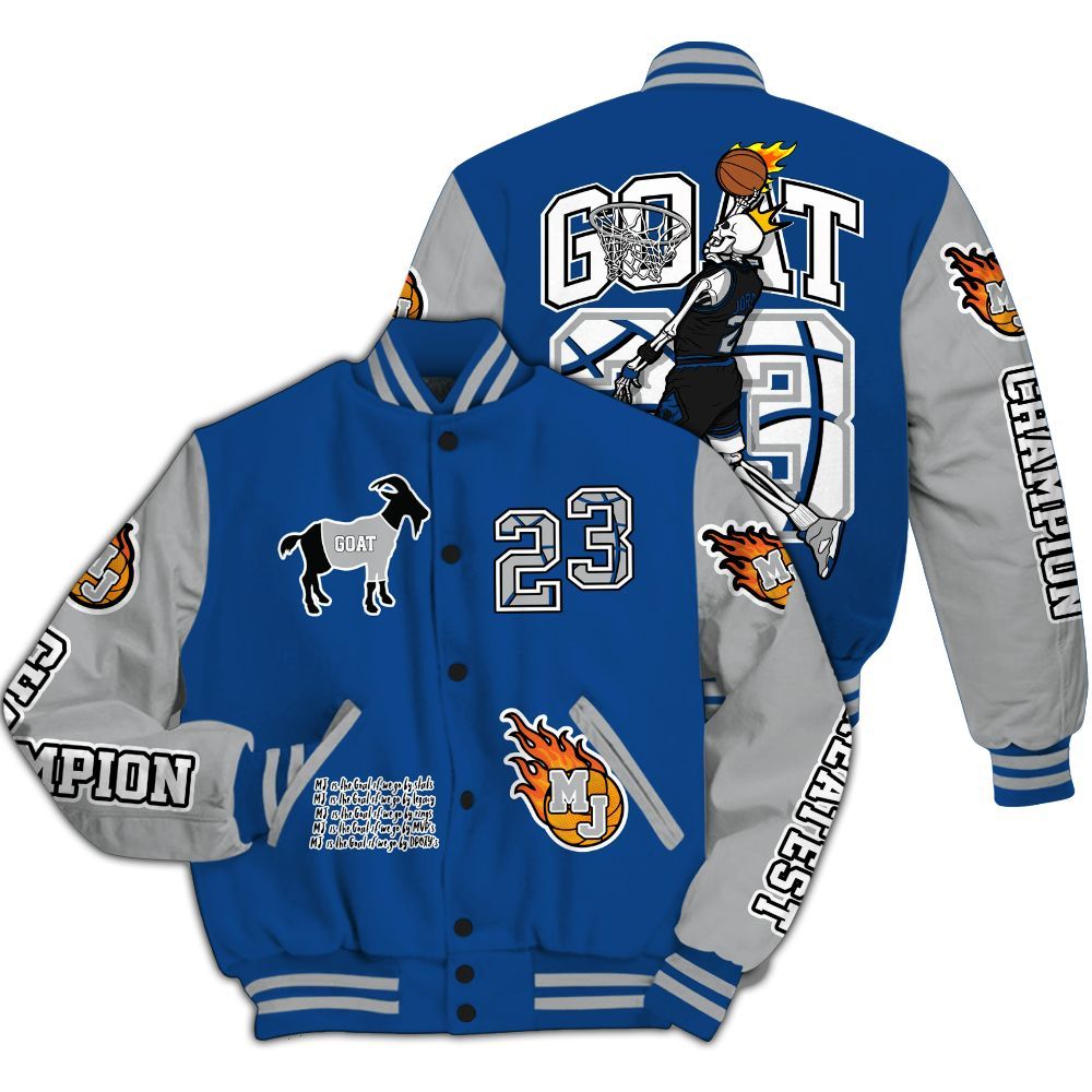 Varsity Jacket To Match Air Ship Royal Blue - 23 G.0.A.T Jump Up Basketball All Over Print