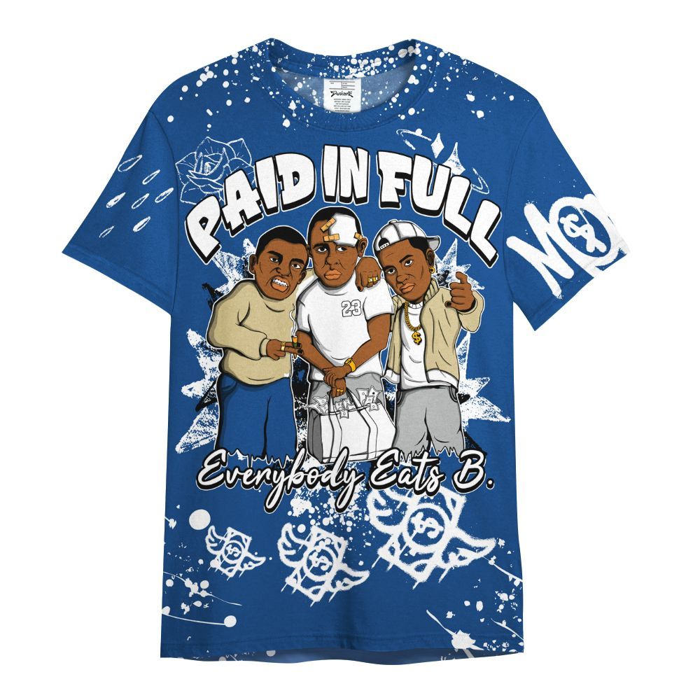 Shirt To Match Air Ship Royal Blue - Everybody Paid In Full Crayon All Over Print
