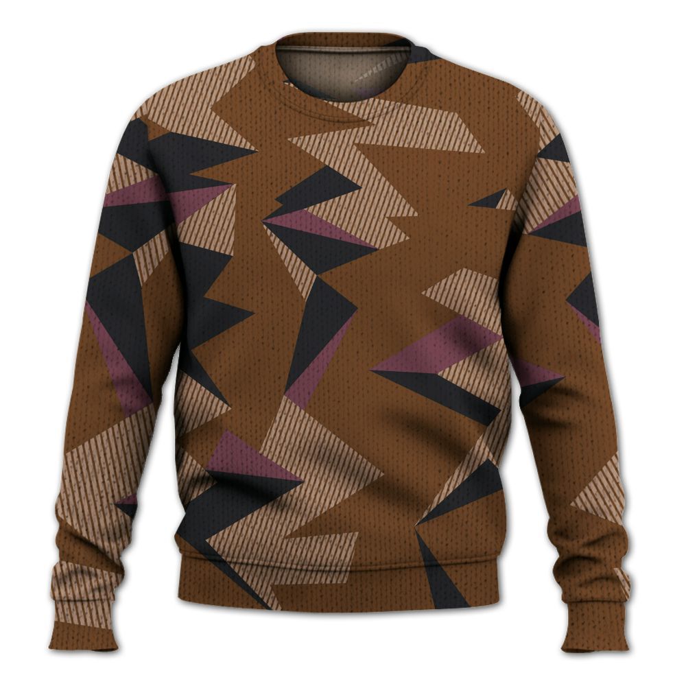 Knitted Sweater To Match Archaeo Brown 3s - Geometric Camouflage Pattern