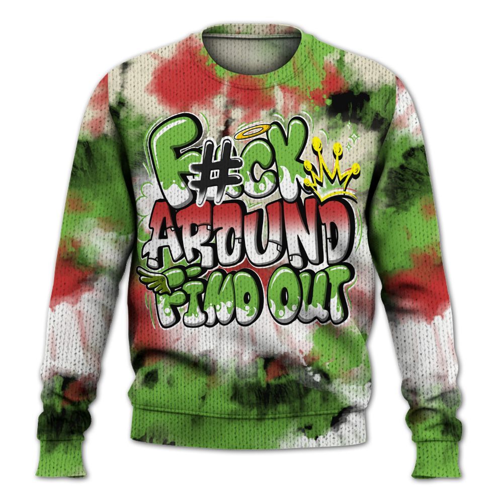 Knitted Sweater To Match Air Max Waffle SP Action Green - Tie Dye FK Around Find Out