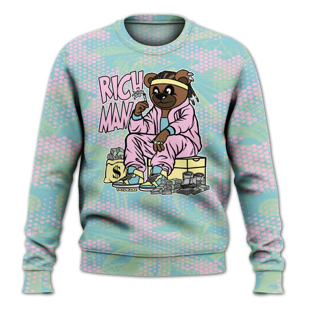 Sweatshirt To Match SB Dunk Low Visty - Rich Man Bear Banknotes Art All Over Print
