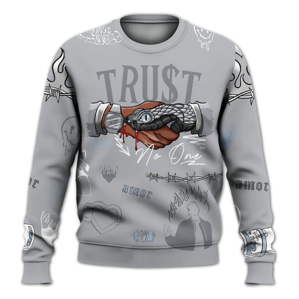 Sweatshirt To Match Low OG Wolf Grey 1s - Snake Trust No One All Over Print