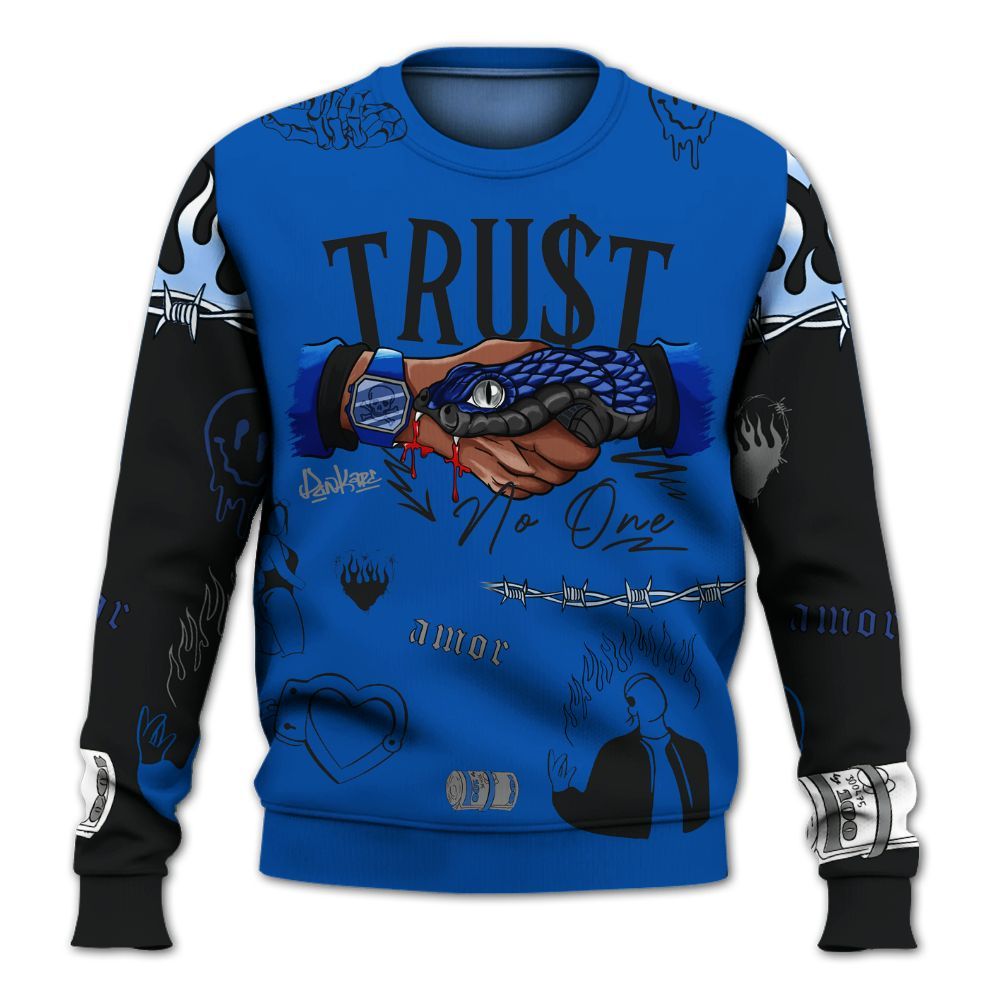 Sweatshirt To Match Racer Blue 5s - Snake Trust No One All Over Print