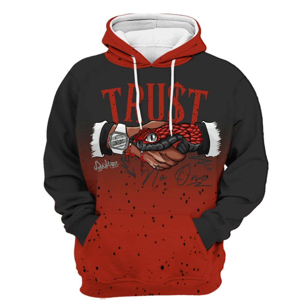 Hoodie To Match Red Cement 4s - Snake Trust No One Drip All Over Print