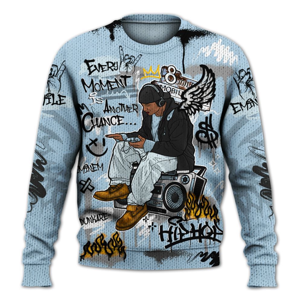 Sweater To Match Foamposite One Psychic Blue - 8Mile Movie Graffiti Graphic