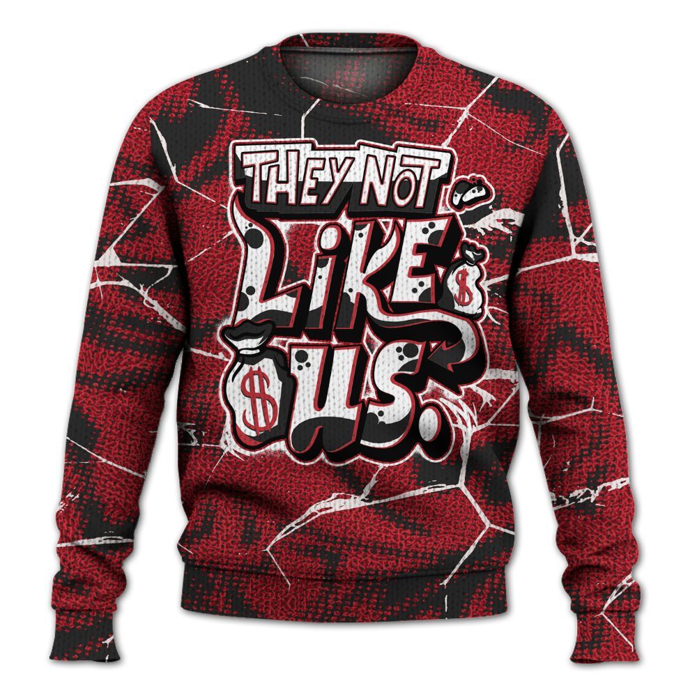 Knitted Sweater To Match High OG Varsity Red 1s 2025 - Dislike Us Graphic