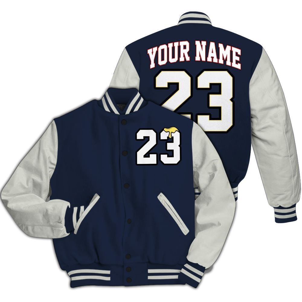 Varsity Jacket To Match Dunk Low COJP What The 2024 - Custom Name Number 23 Drip All Over Print