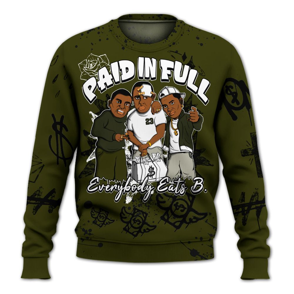 Sweatshirt To Match Dunk Low Pale Ivory Cargo Khaki - Everybody Paid In Full Crayon All Over Print