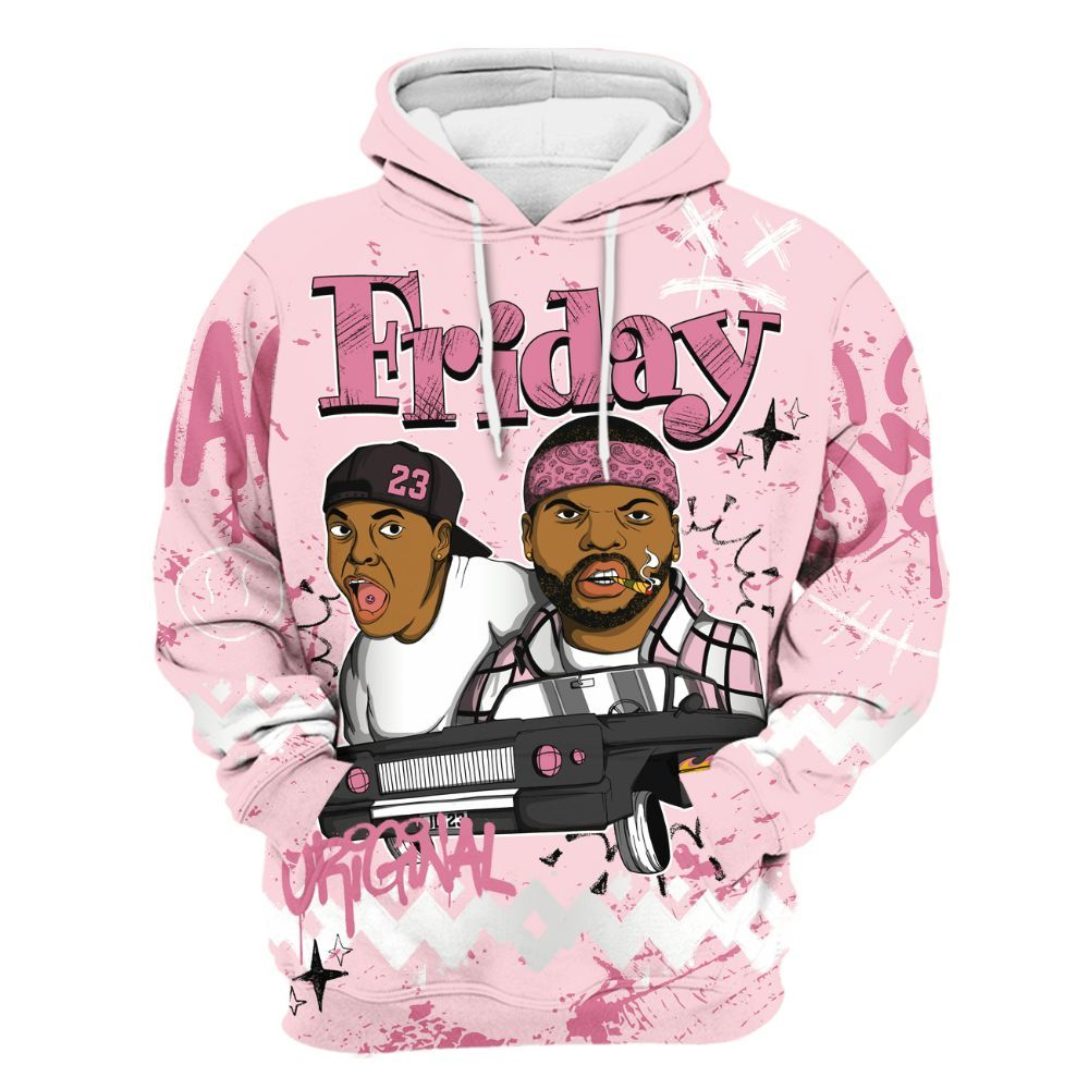 Hoodie To Match GS Pearl Pink 12s Shirt, Friday Sneaker Crayon All Over Print