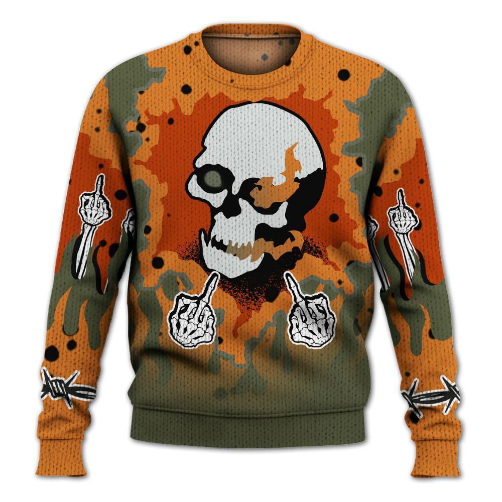 Knitted Sweater To Match Olive 5s - F Around Find Out Graphic Trapped