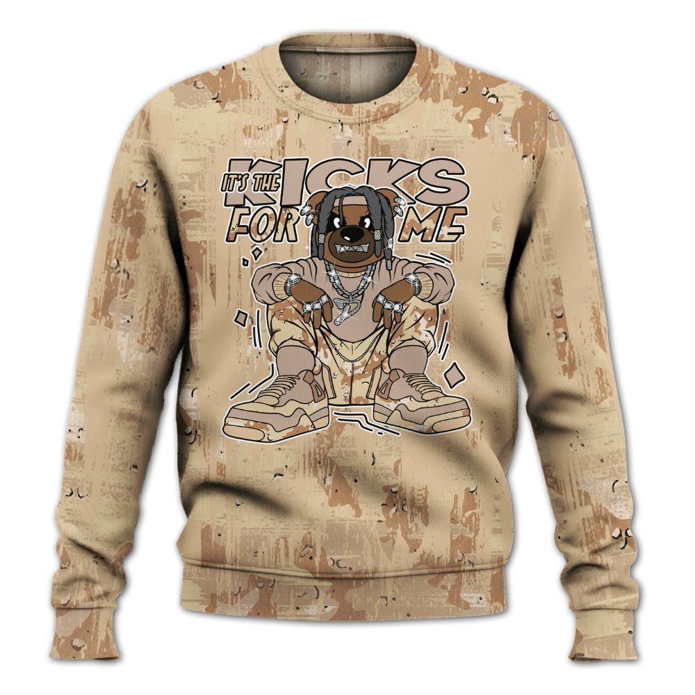 Sweatshirt To Match Desert Camo 3s - Sneakers Bear Glitch Art All Over Print
