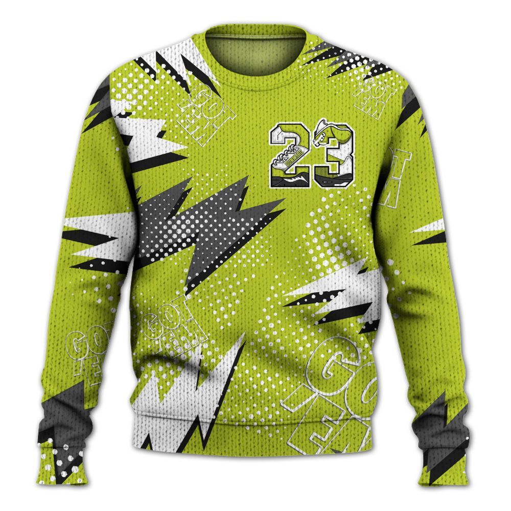 Knitted Sweater To Match Bright Cactus 13s - Custom Name Number 23 5s