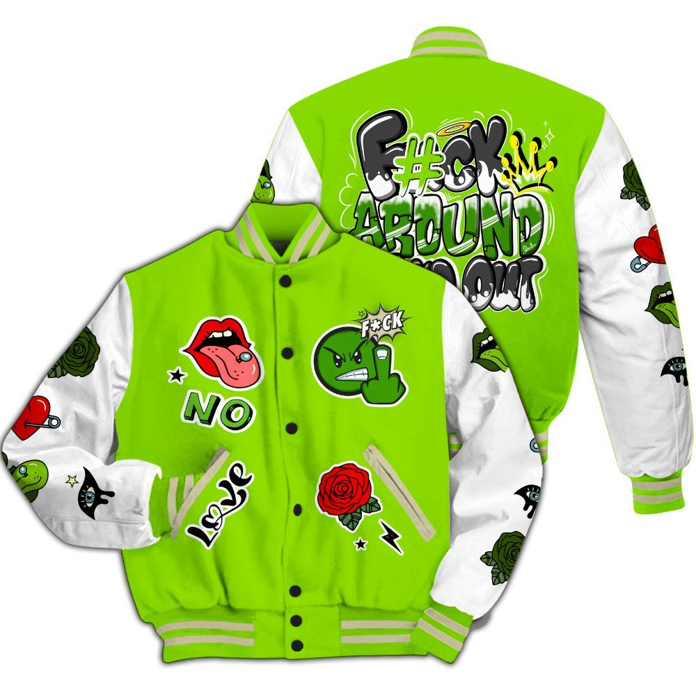 Varsity Jacket To Match Electric Green 6s - FK Around Find Out All Over Print