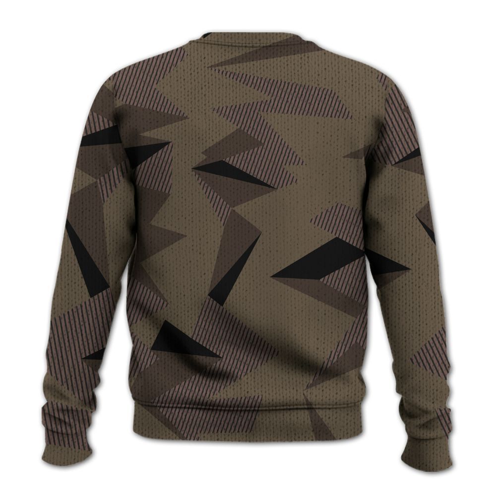 Sweater To Match AMM Dark Mocha 4s - Geometric Camouflage Pattern Graphic