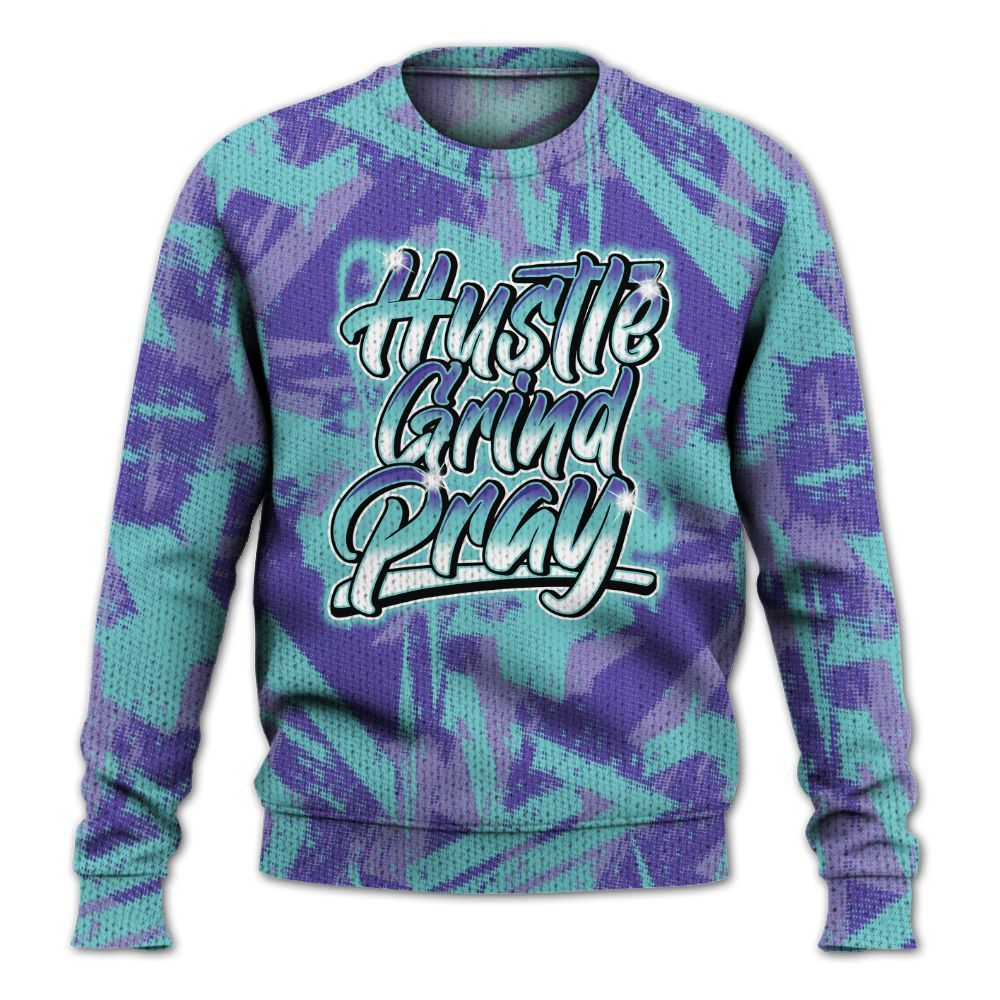 Knitted Sweater To Match Low Hornets 1s - Hustles And Prayer Graphic Halftone