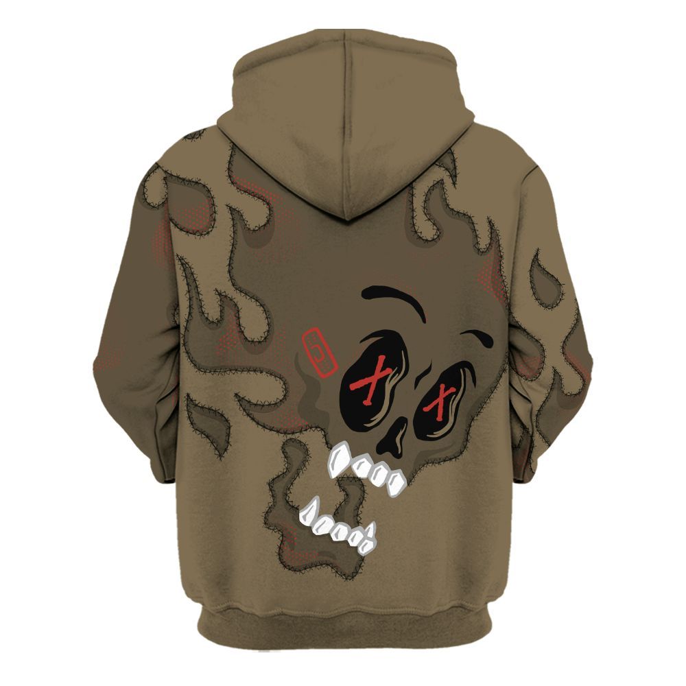 Hoodie To Match Olive 9s - All Hustle No Lucky Skull All Over Print