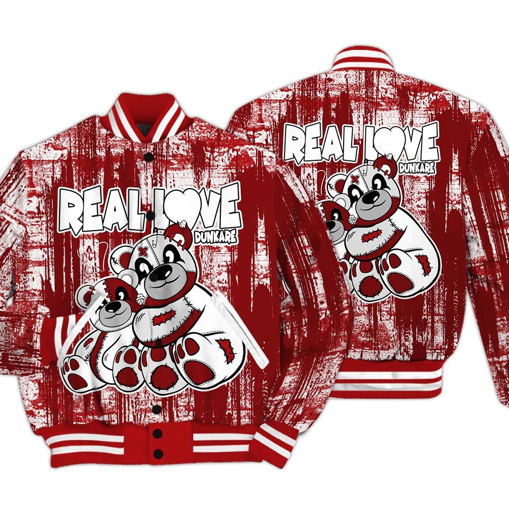 Varsity Jacket To Match Red Taxi 12s - Sincere Fondness Bear Glitch Art Varsity Jacket Unisex