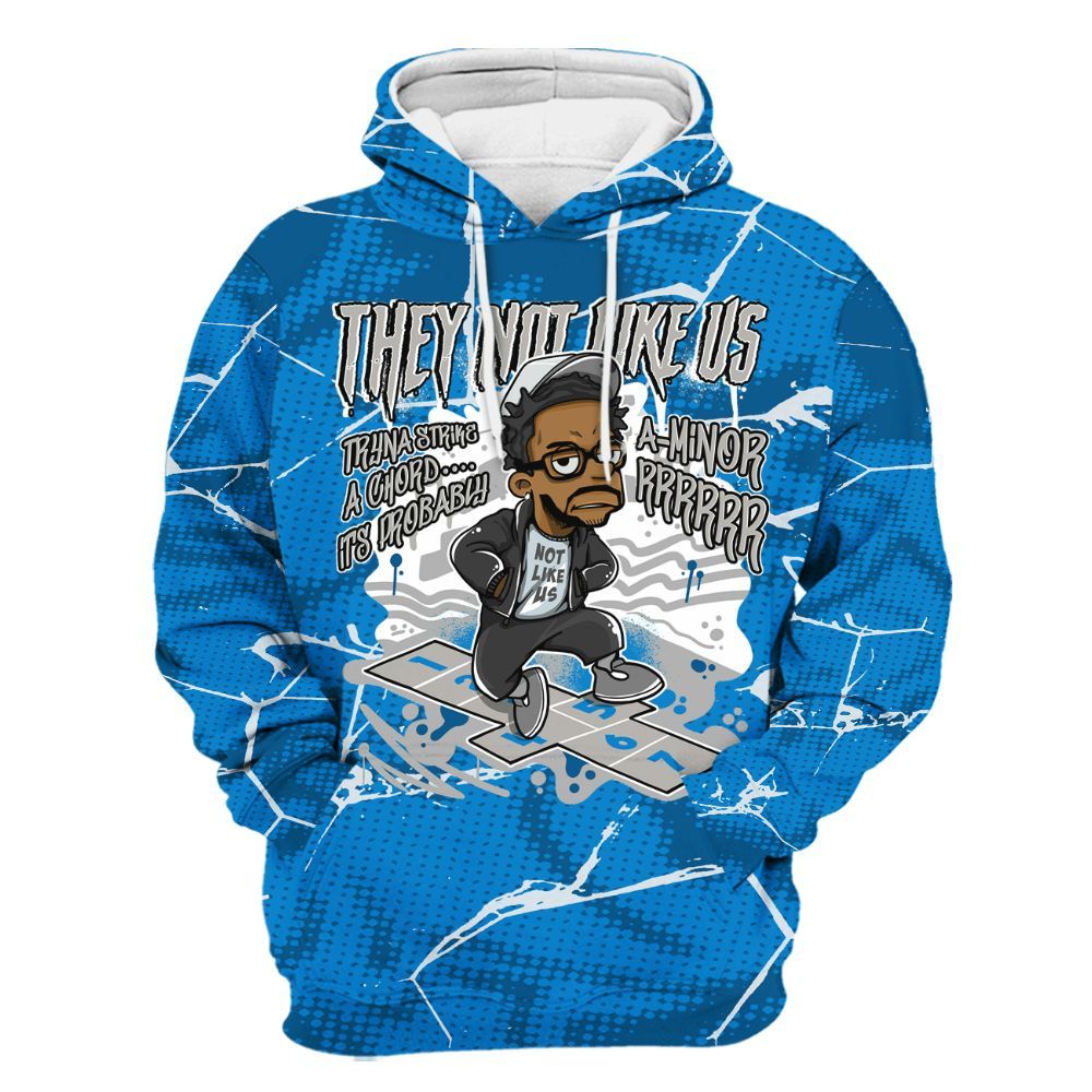Hoodie To Match Military Blue 4s - Hopscotch Dislike Us Graphic Crack All Over Print
