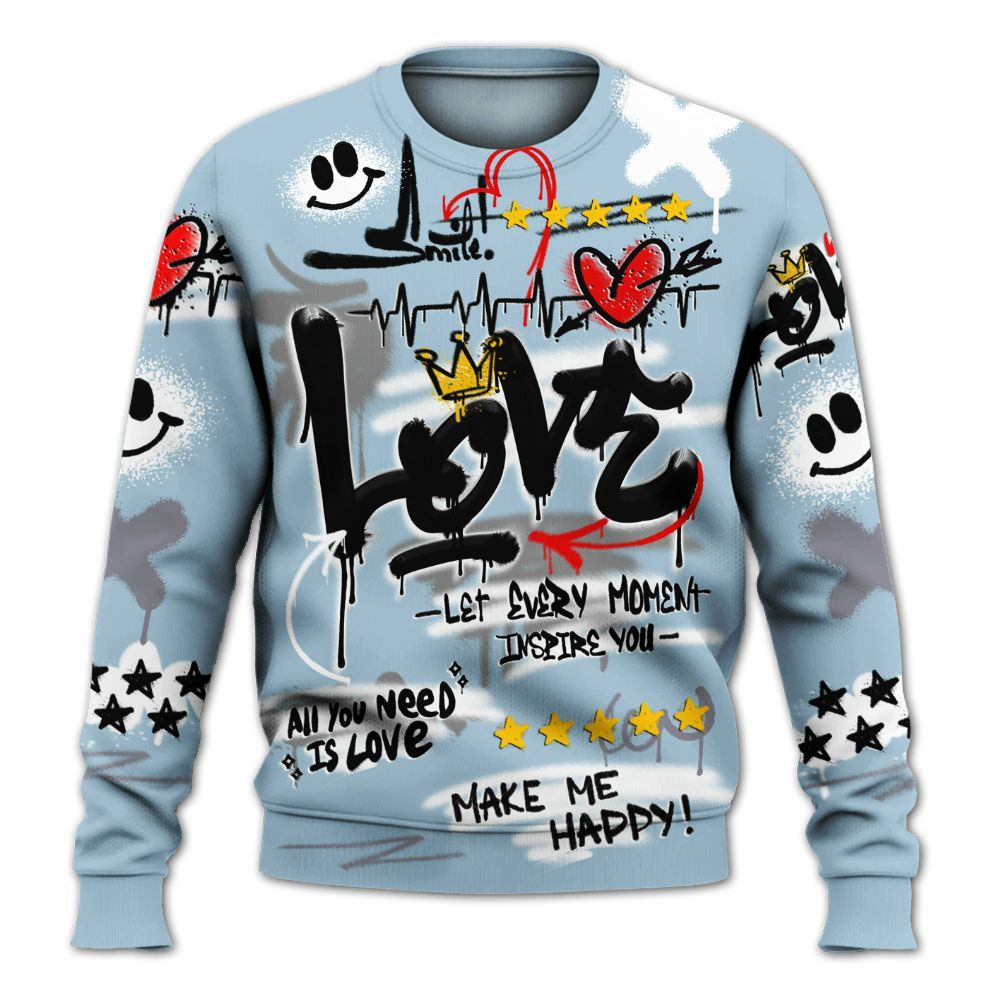 Sweatshirt To Match Chambray 7s - Happy Love Beats Graffiti Streetwear All Over Print