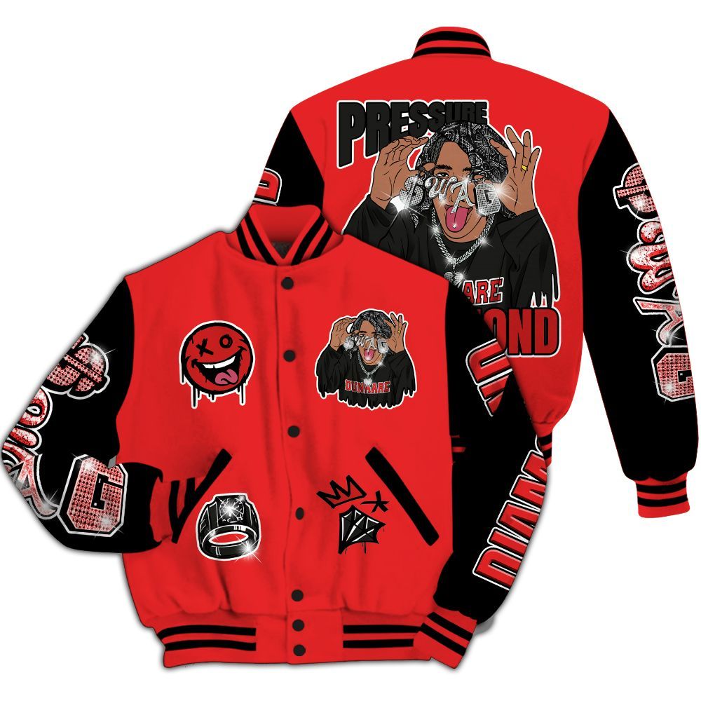 Varsity Jacket To Match Red Thunder 4s - Pressures Makes Varsity Jacket To Match All Over Print