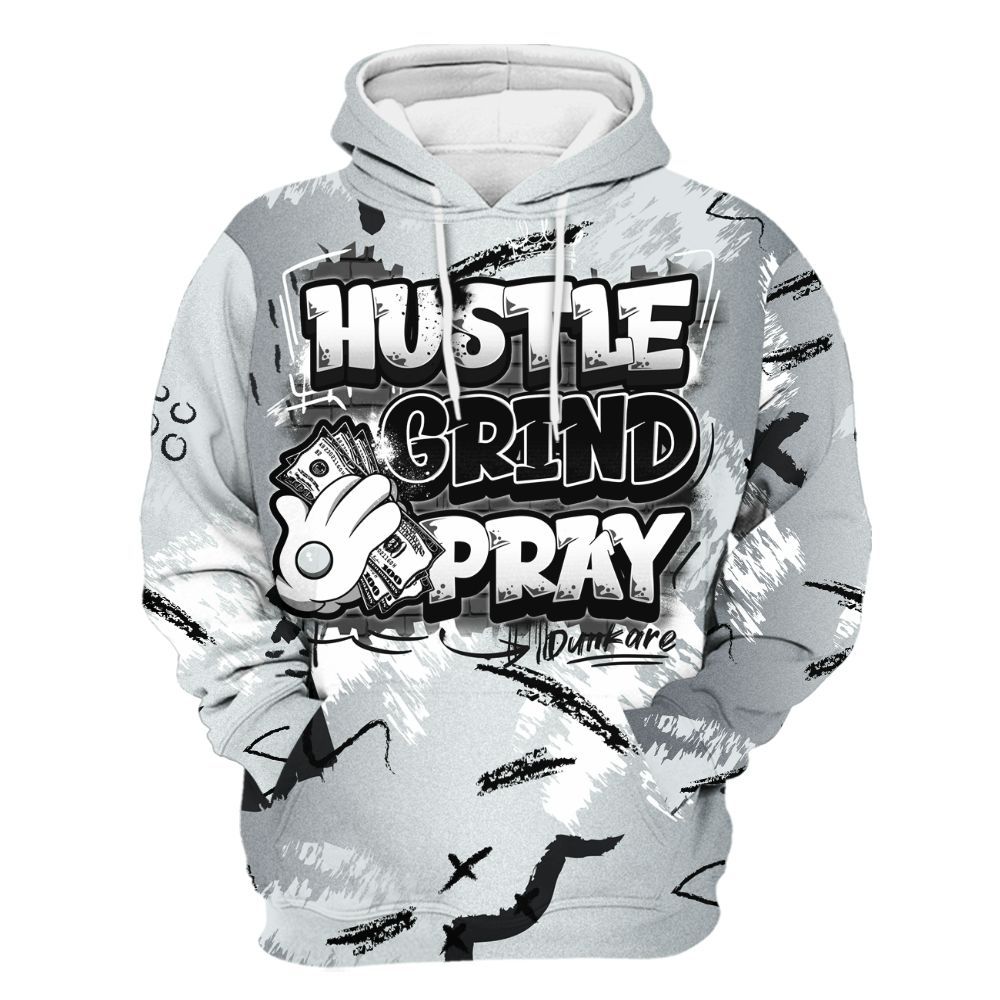 Hoodie To Match Cap And Gown 6s - Hustle Grind Pray Graphic Street Style All Over Print
